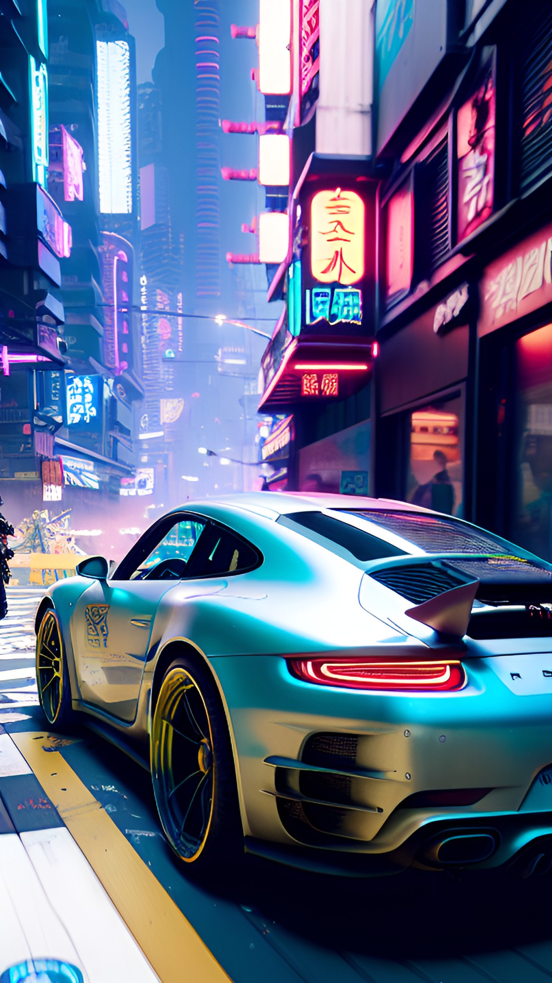 cyberpunk 2077 game, porche 911 turbo silver, samurai style preview