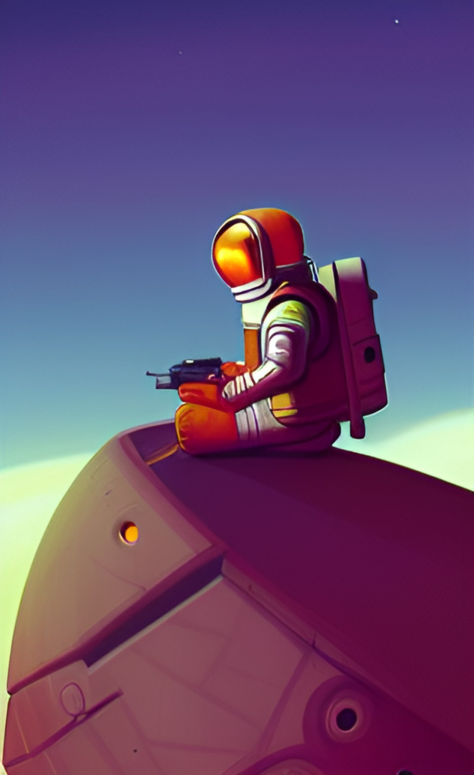 Astronaut in Mars Chilling - astronaut in mars chilling sitting on a rock preview