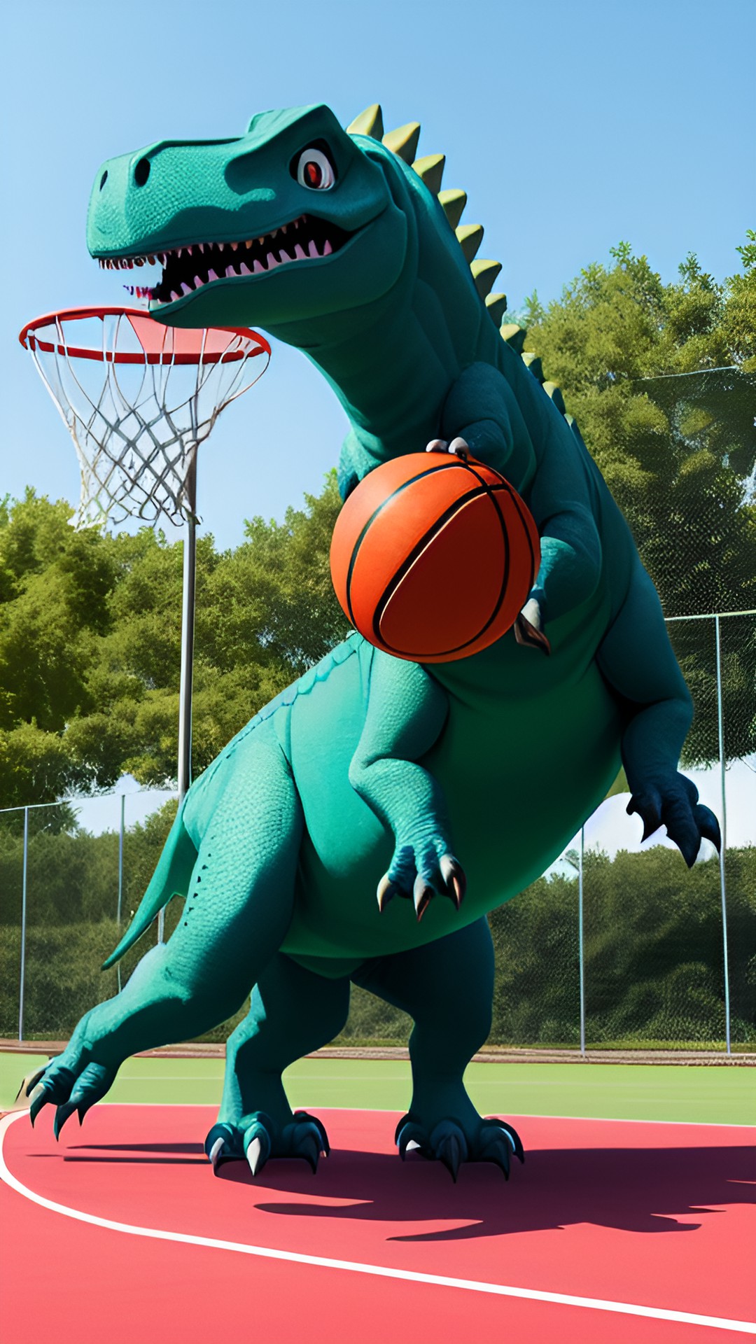 dinosaur playing basketball preview