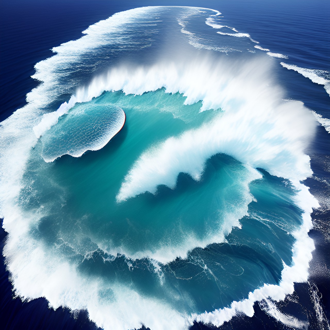 a frisbee hitting the ocean and creating a huge wave preview