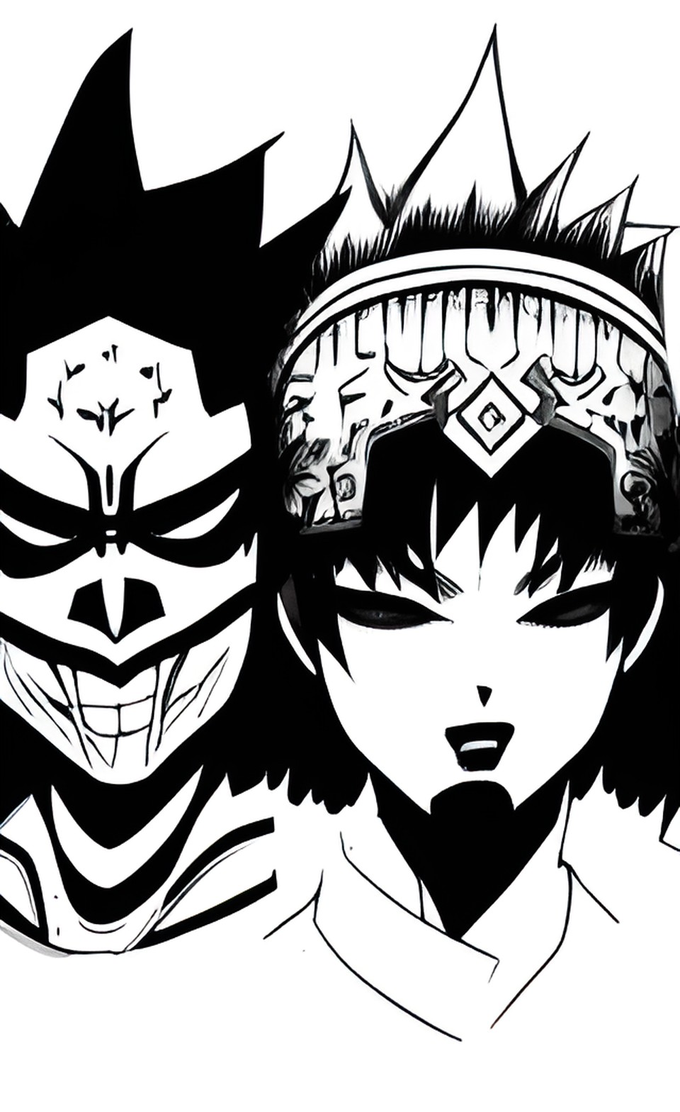 four masks in a manga stlye preview