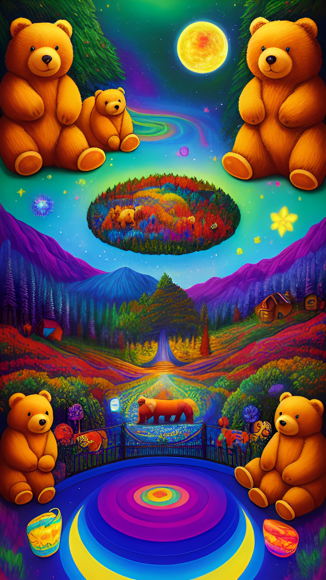 goldilocks and the three bears trippy surreal art preview