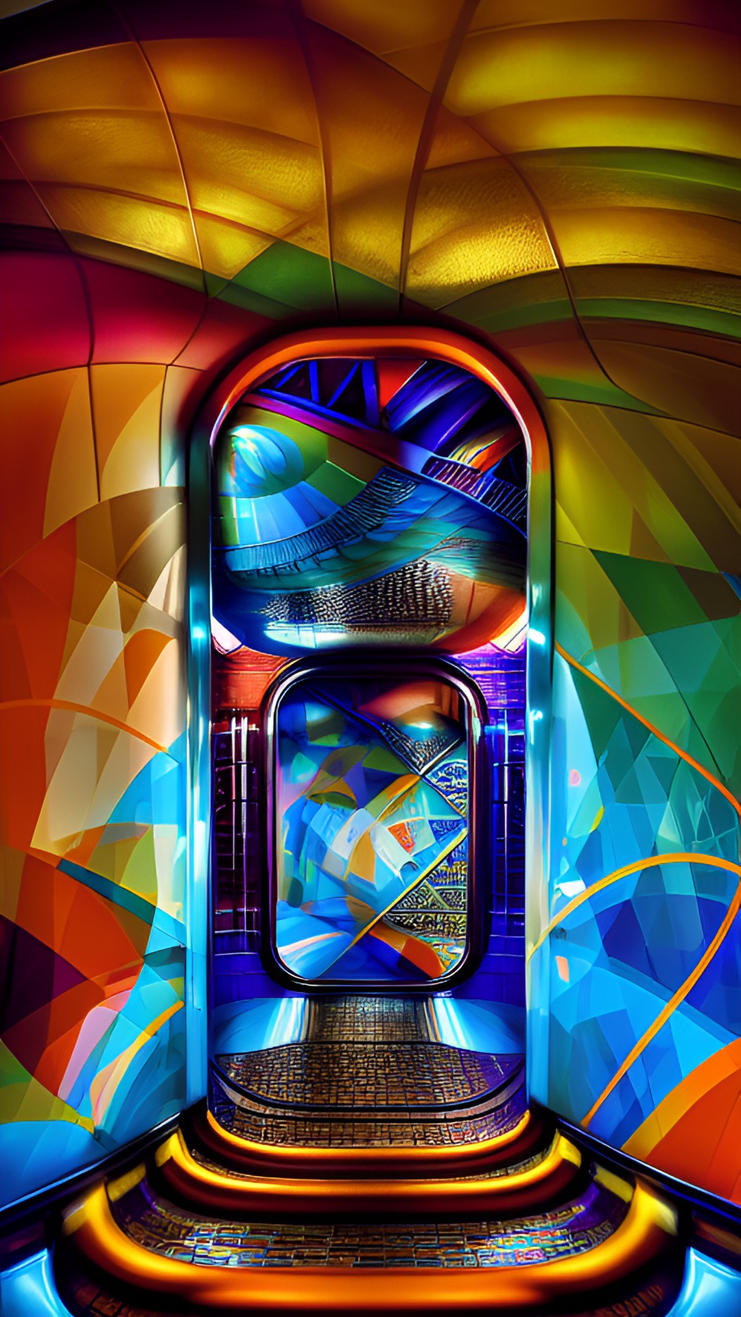 digital art, abstraction, geometry, elevator, subway preview