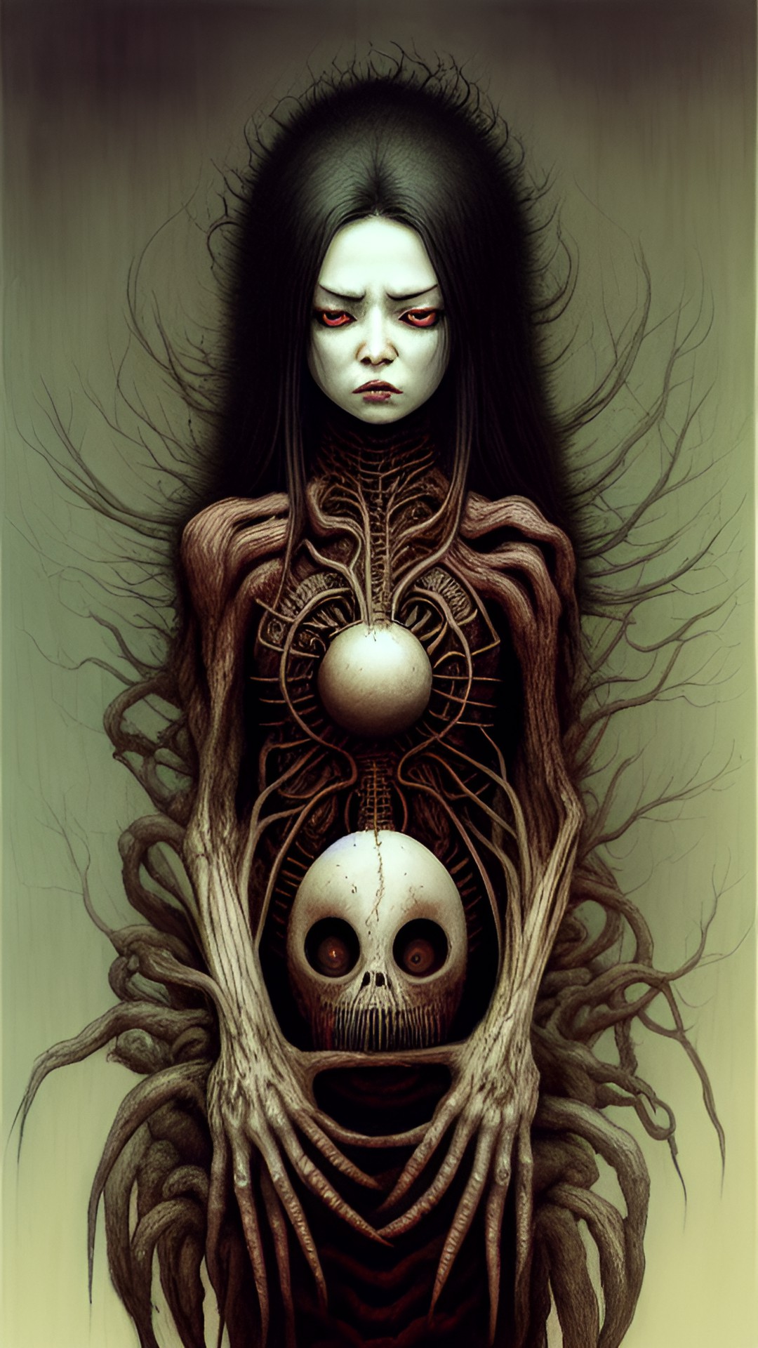 Waking Nightmare - nezuko kamado $plastic,3d$ art by zdzislaw beksinski h r giger preview