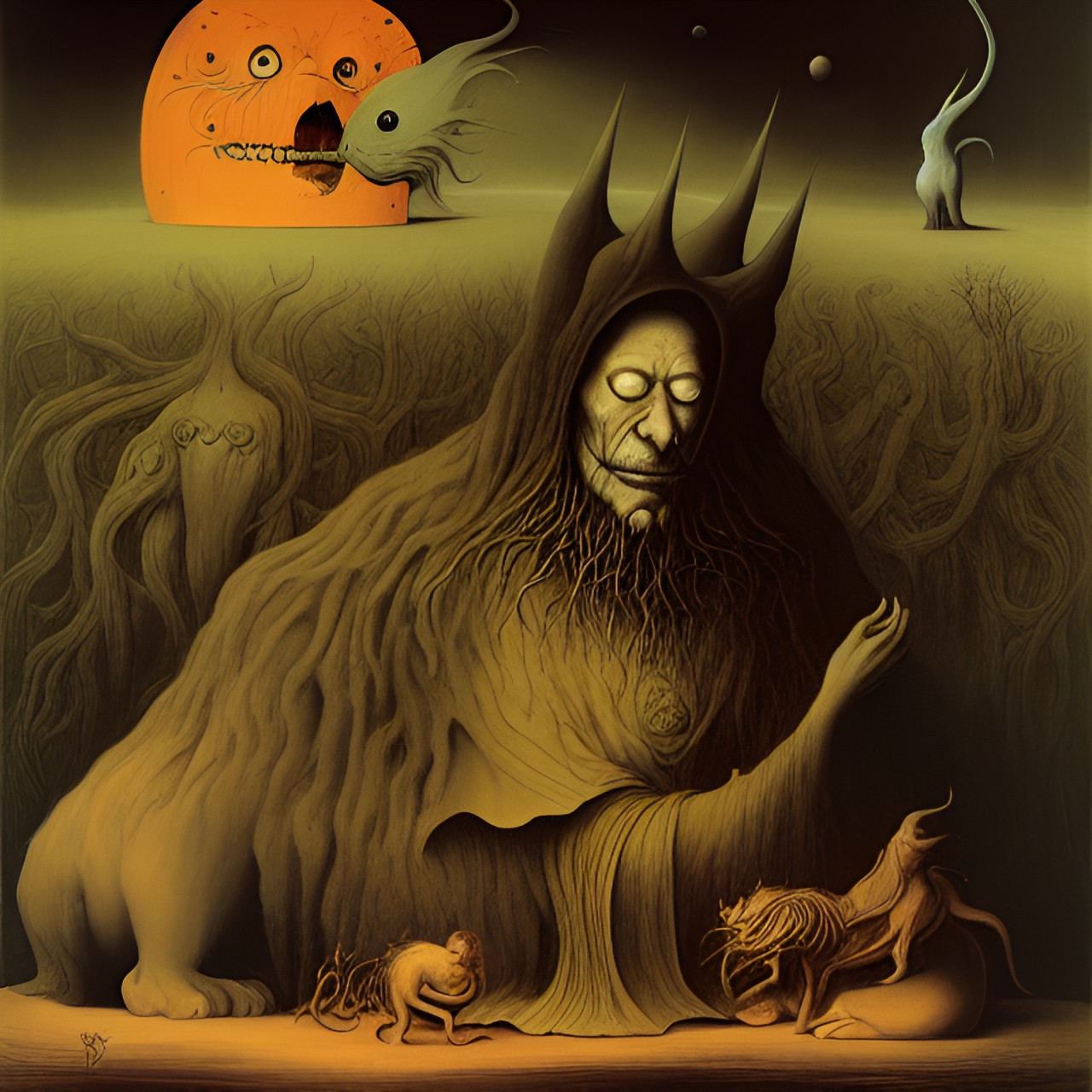 Meow - garfield $plastic,3d$ art by zdzislaw beksinski hieronymus bosch salvador dali roger dean preview