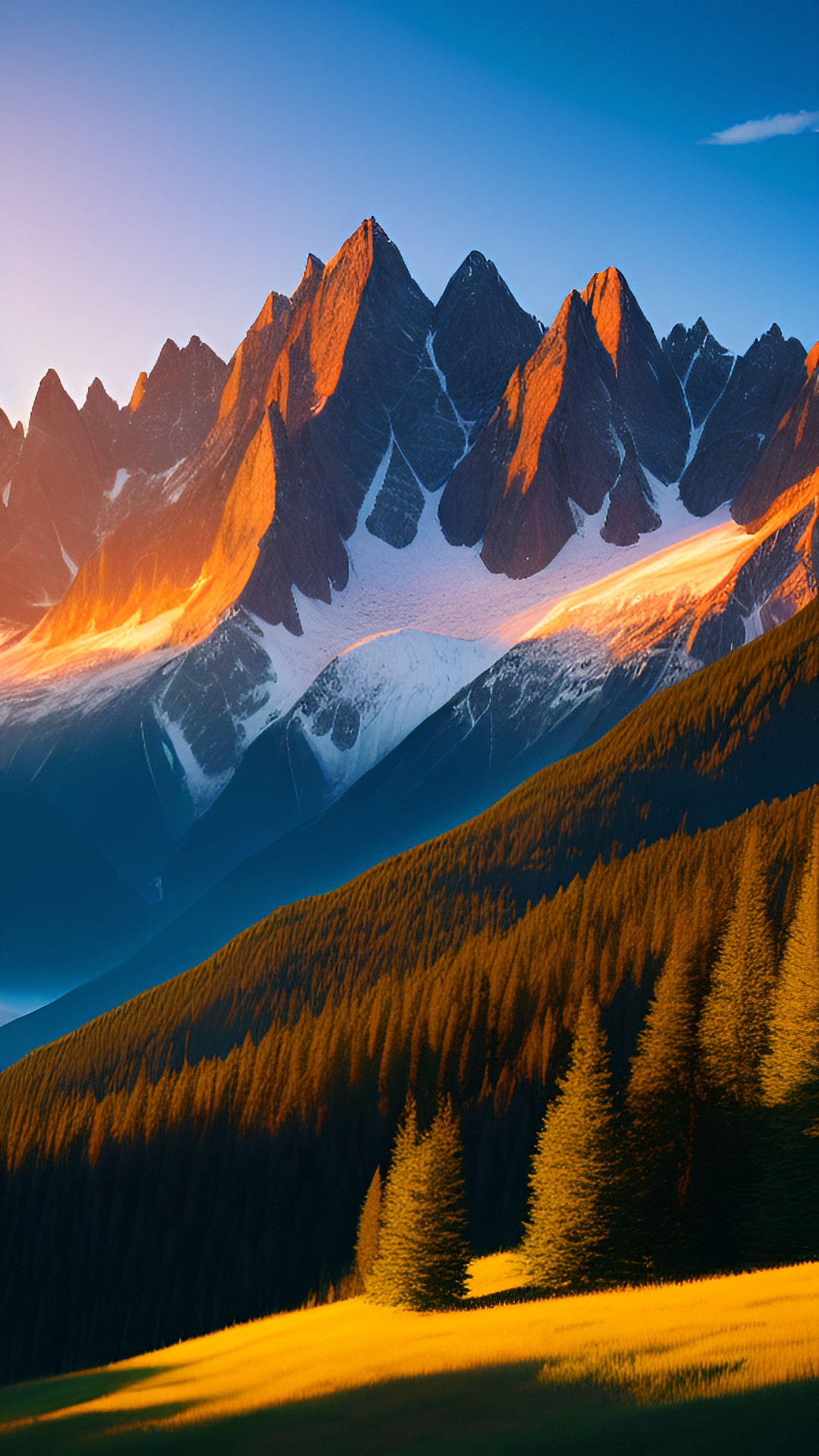 a serene mountain landscape at sunrise preview