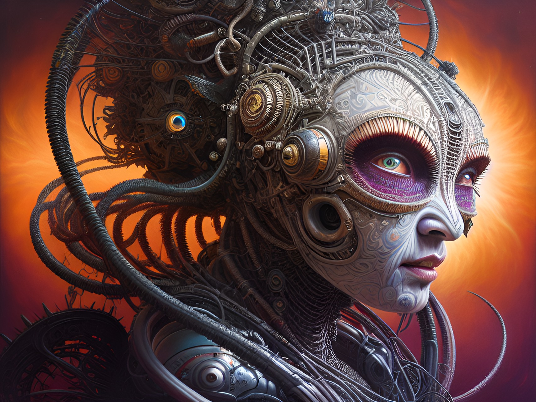 sun fever, caleidoscopic panorama, reflects, hyperdetailed, hyperresolution, intrincately detailed ultrasharp alien, robotic humanoid being, infrared style portrait white faces beings, artwork h.r. giger & peter gric & beksinski & gustavo doré preview