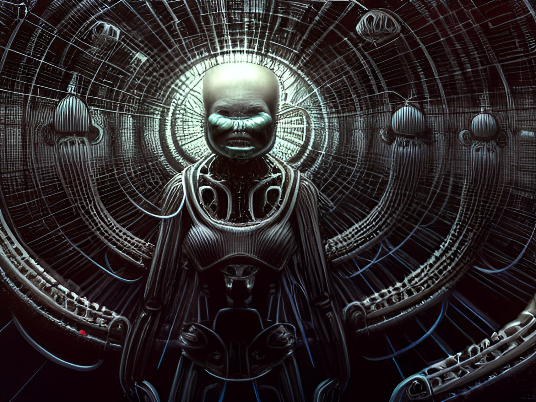 caleidoscopic panorama, reflects, hyperdetailed, hyperresolution, intrincately detailed ultrasharp, alien, robotic humanoid being, infrared style portrait, white face beings, artwork by h.r. giger & peter gric & beksinski & gustavo doré & tim burton, caleidoscopic panorama preview