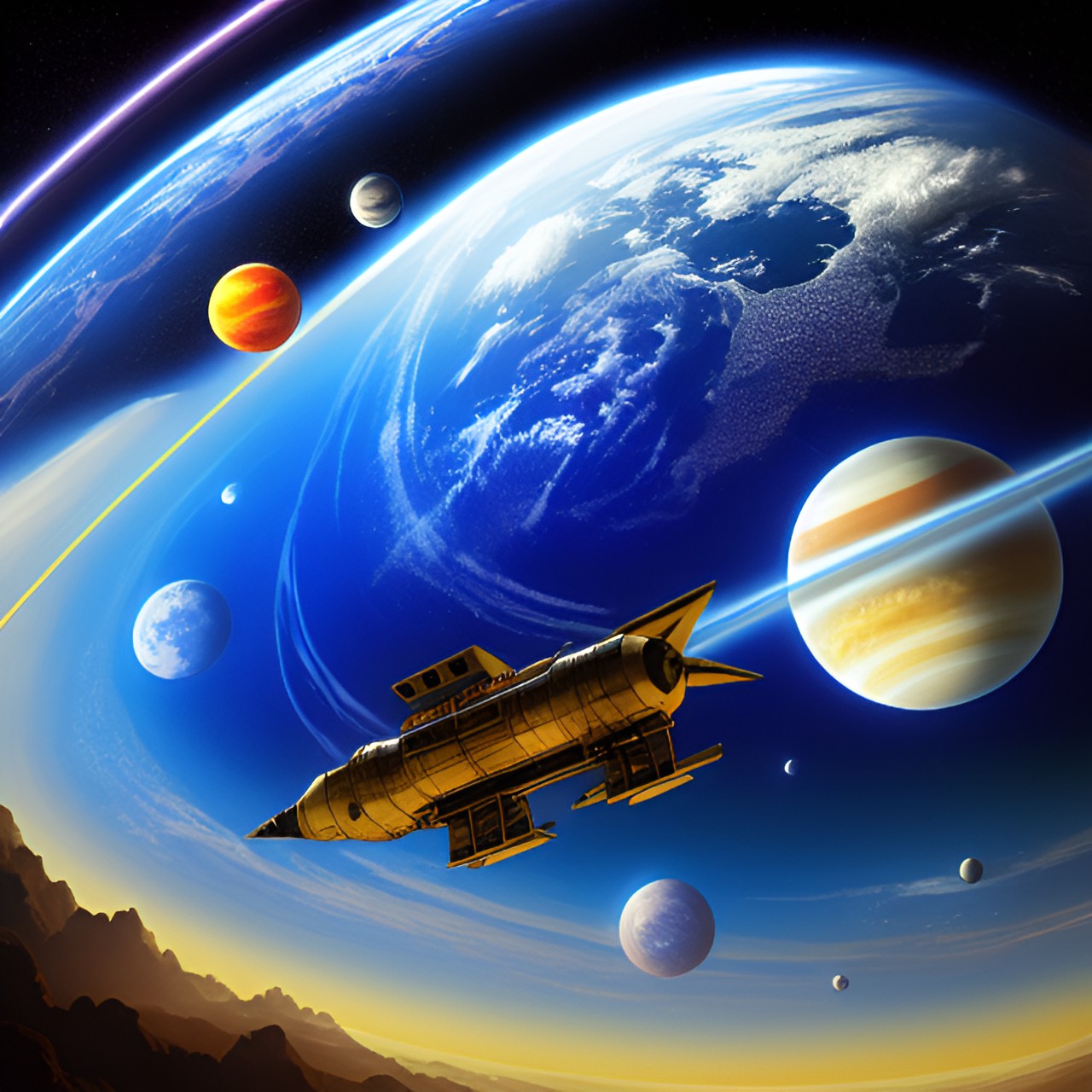 Cruising Space - planets, astronauts, dragons, spaceships preview