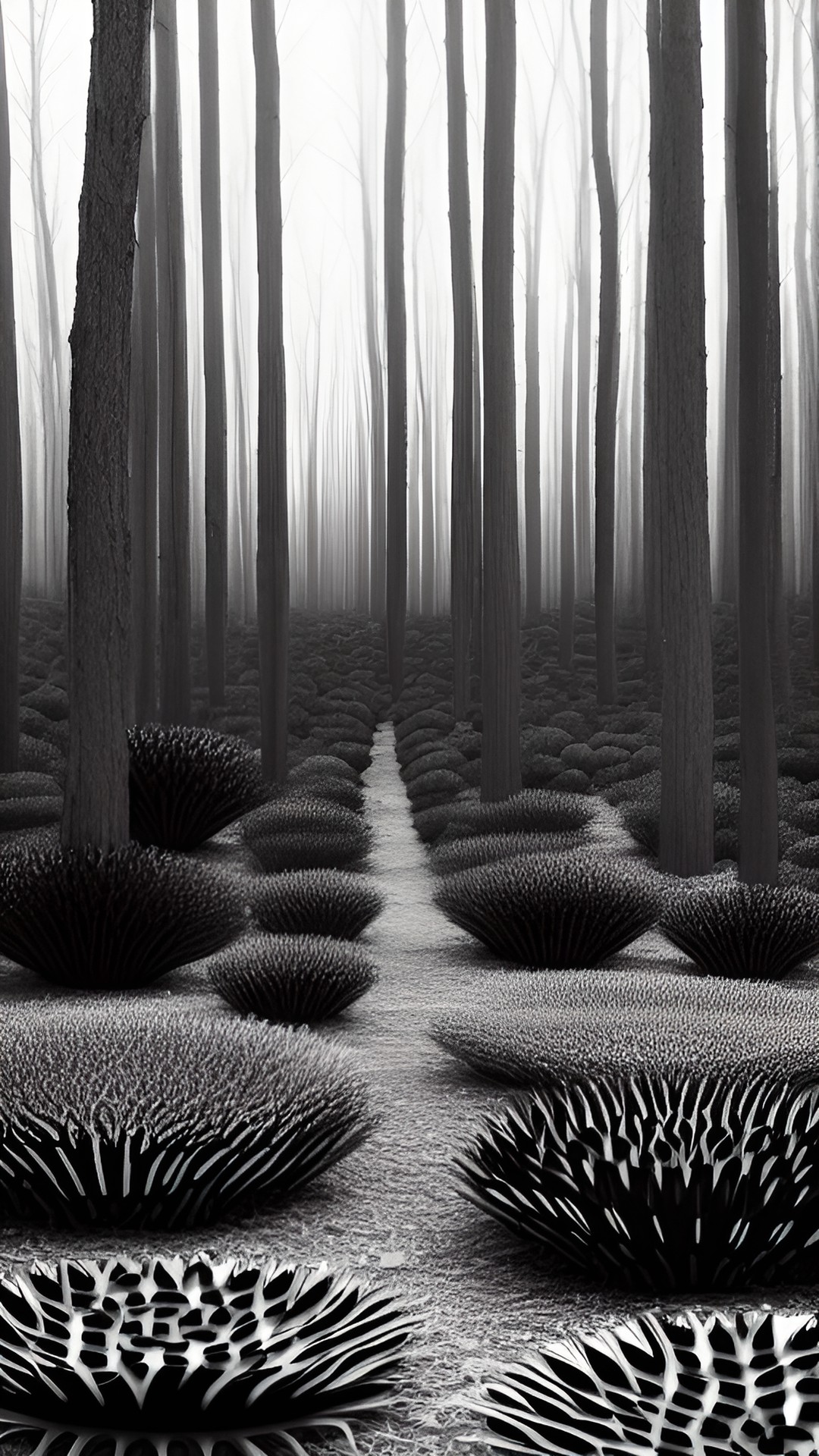 black and white ferrofluid forest preview