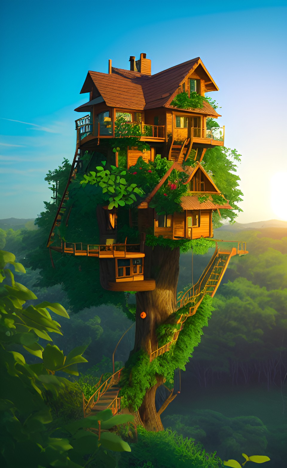 Sunset Treehouse! - treehouse with sunset preview