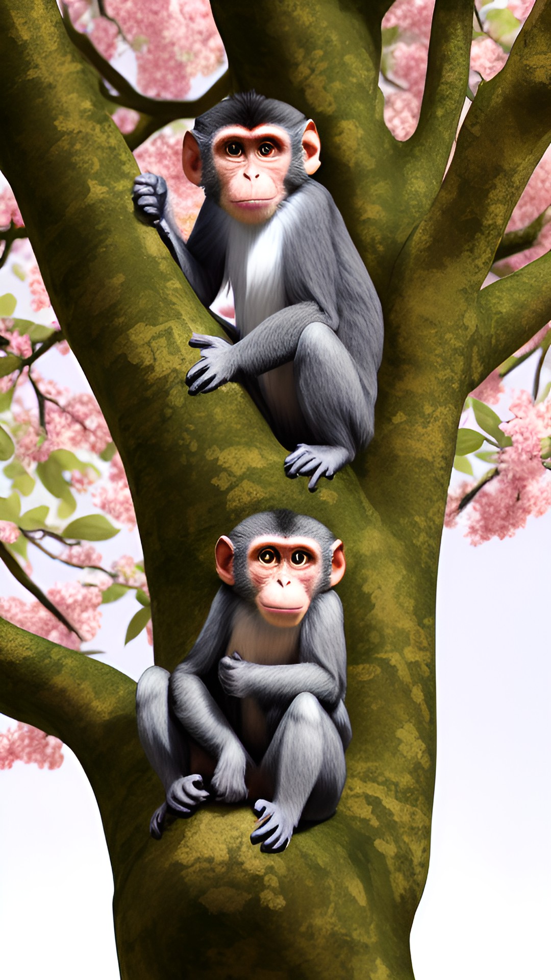 monkey sitting on the tree hipper realistic preview