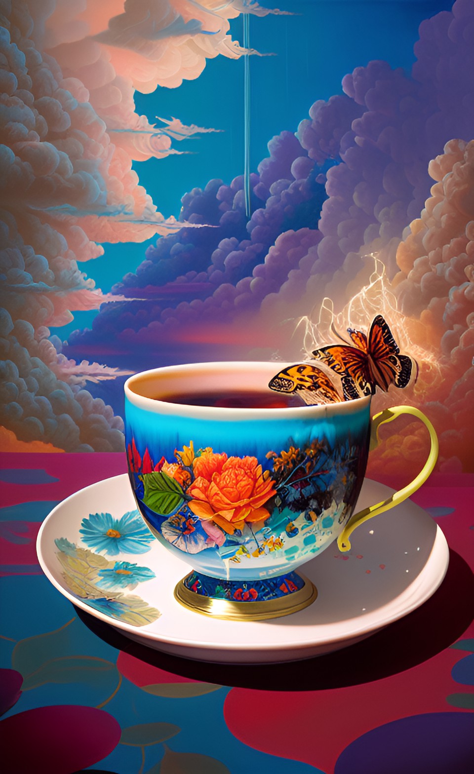 tea-cup - a rain clouds and lightning hovering inside a large tea-cup preview