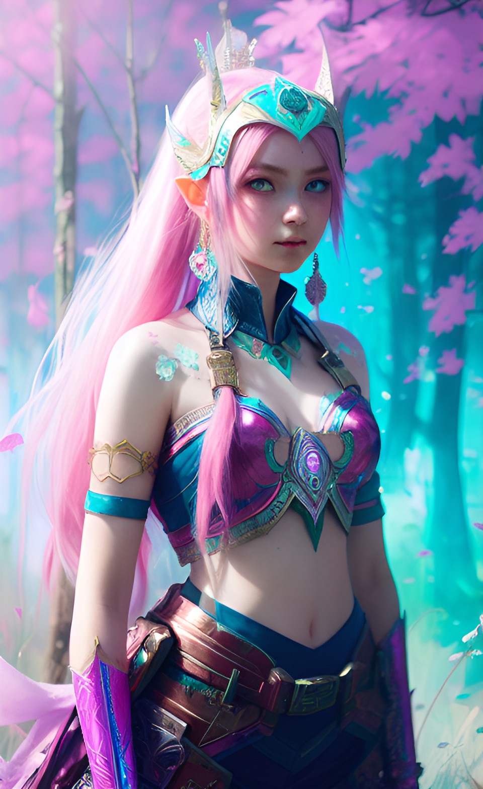 Elf Queen - elf princess with pink hair and blue eyes preview