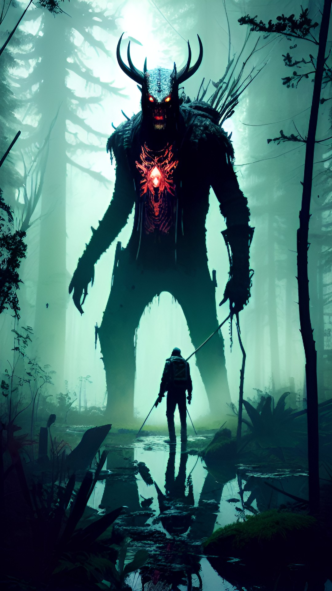 wendigo in the middle of a swamp preview