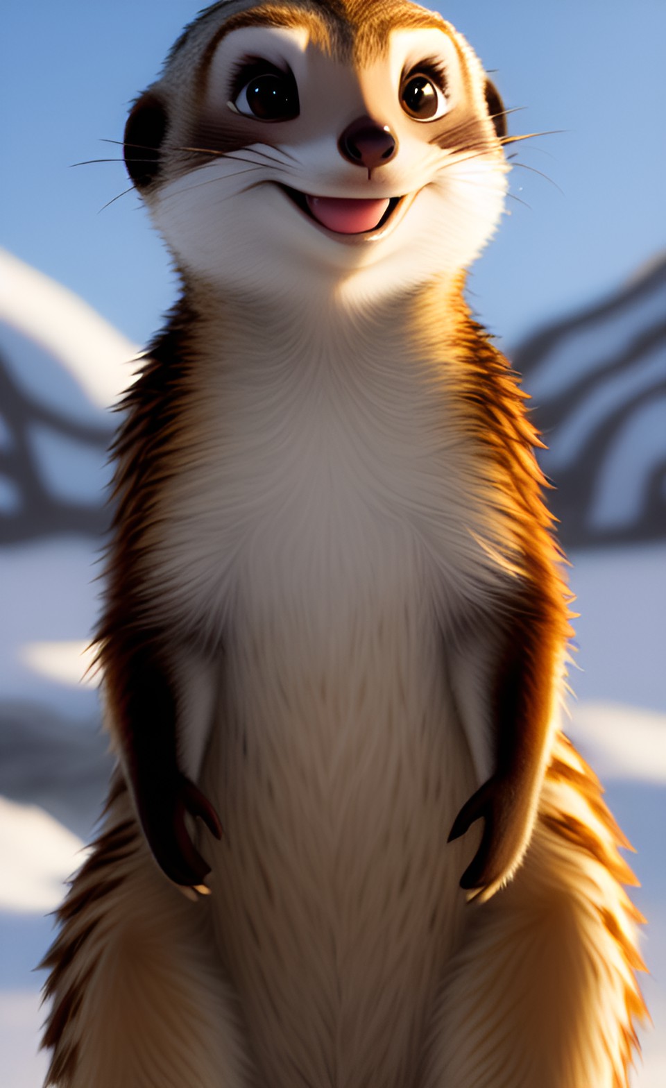 an happy meerkat, as a still from ice age preview