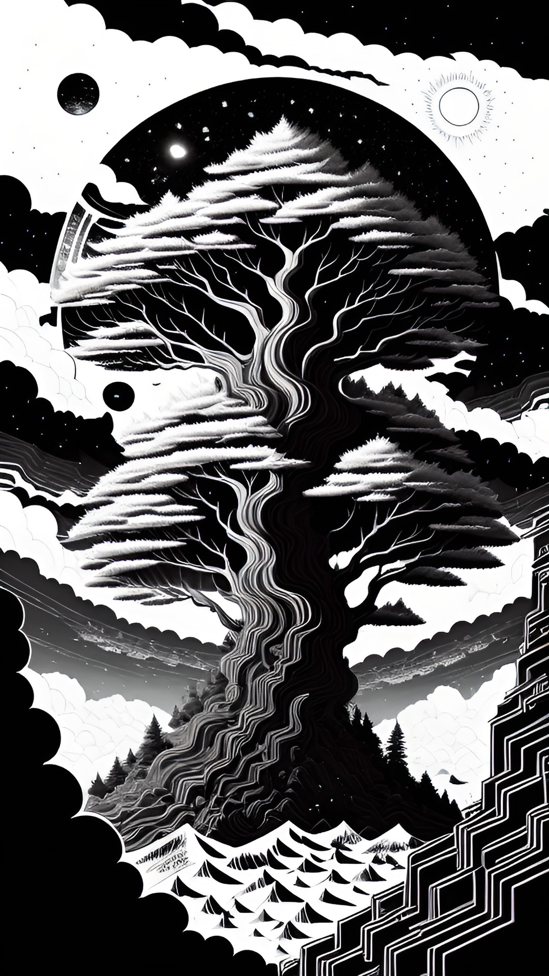 trees are made of the sun, black and white preview