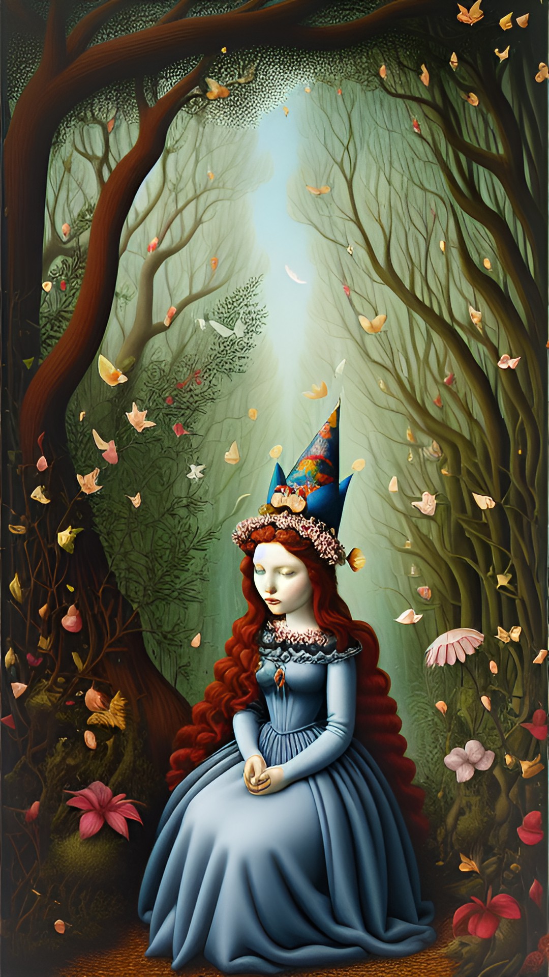 mark ryden, botticelli, forest with weird fantasy animals, fairies, gnomes preview