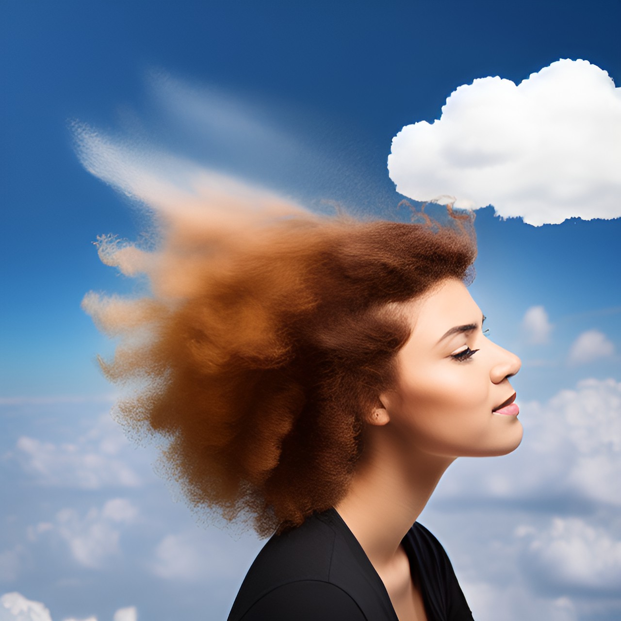 Air - woman with hair made of air and clouds preview