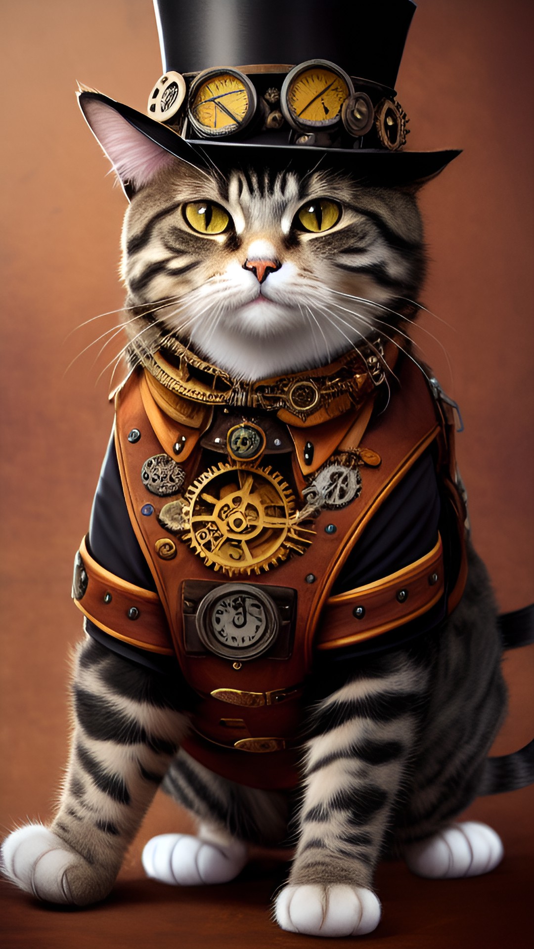 steampunk cat, gritty, hd, realistic, intricate preview