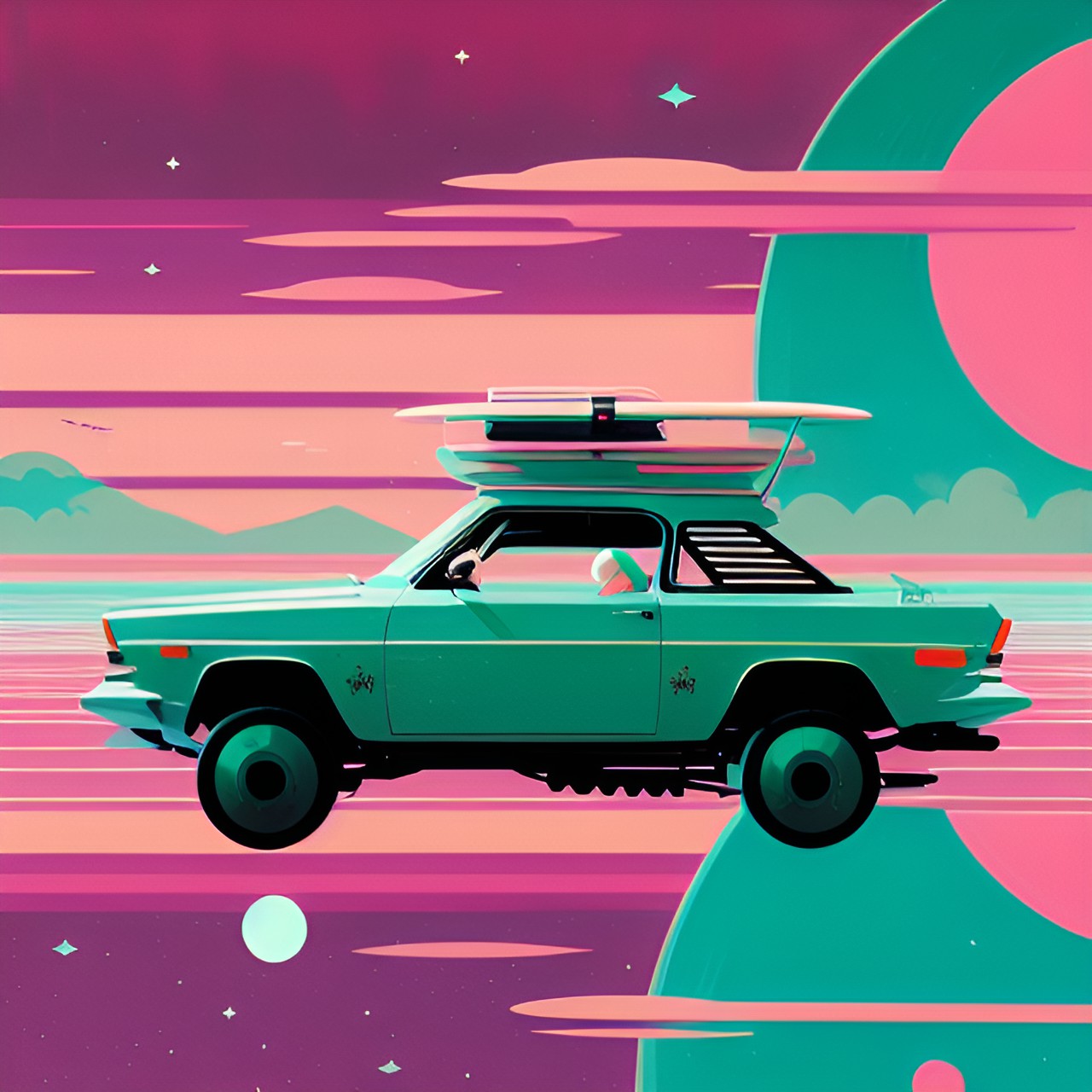 Trabbi - trabbi in space, floating, surreal, hyperreality, reflections preview