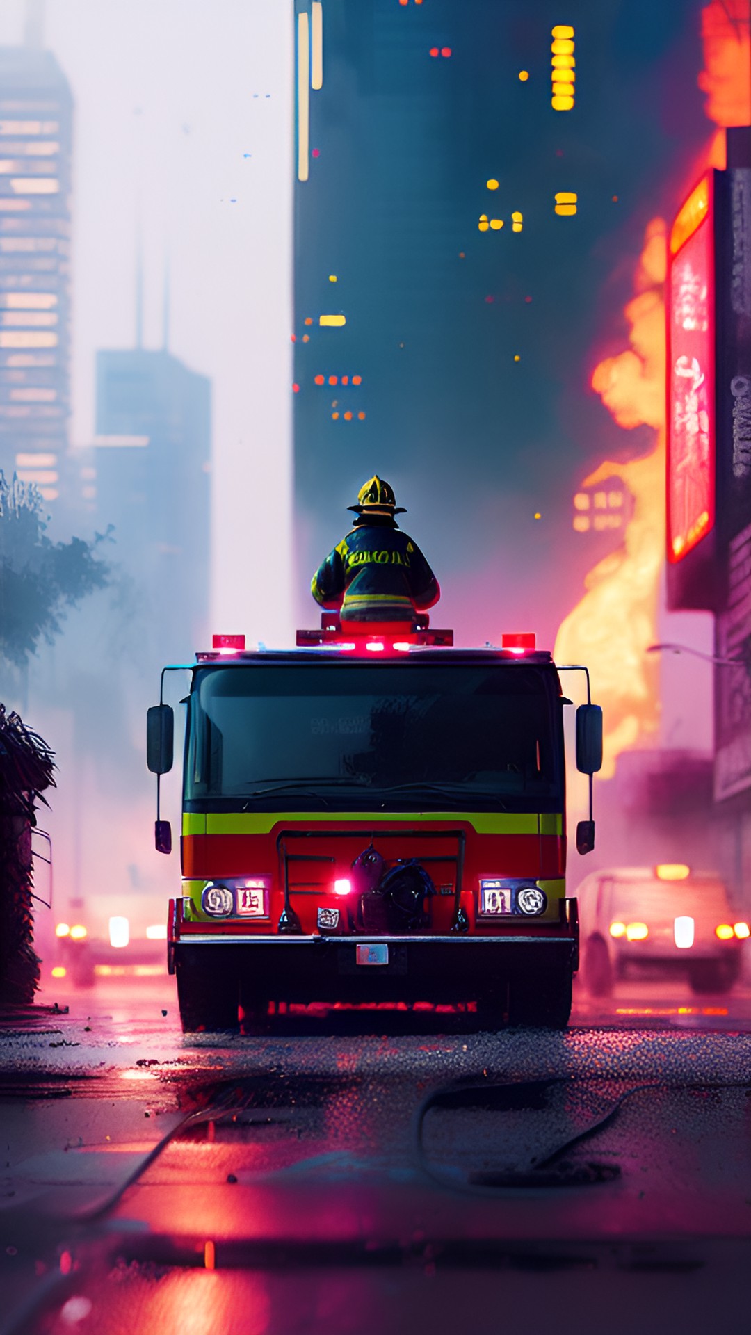 firefighter car, modern, futuristic, cyberpunk. very detailed, lots of extra features, uhd, realistic. preview