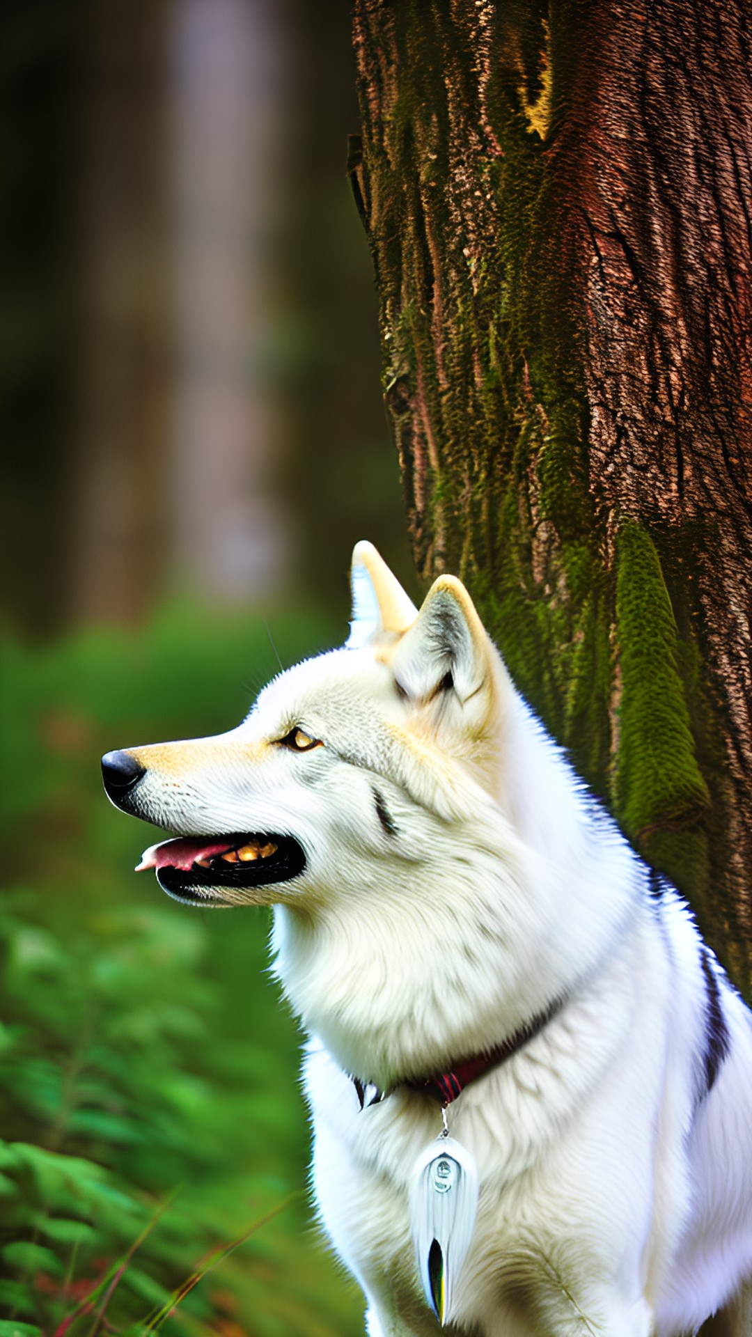 white wolf head looking up preview