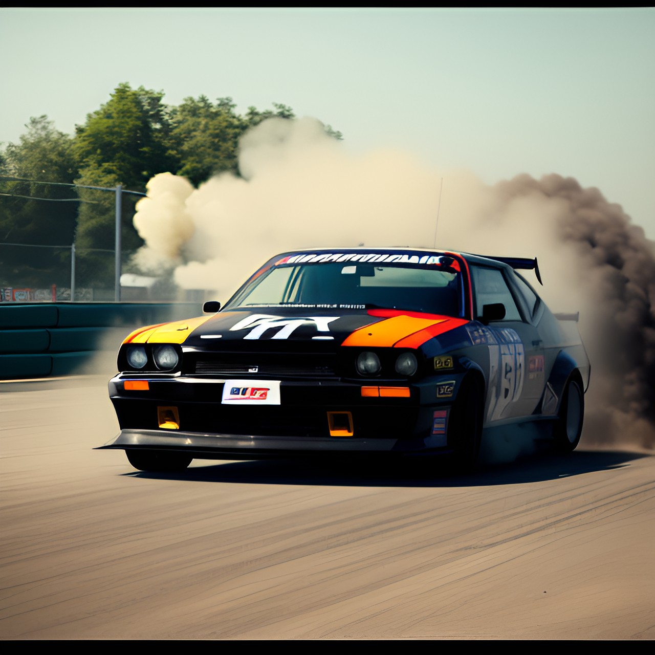 gymkhana, drifting car, drifting, tire tyre burnout smoke, cinematic angle preview