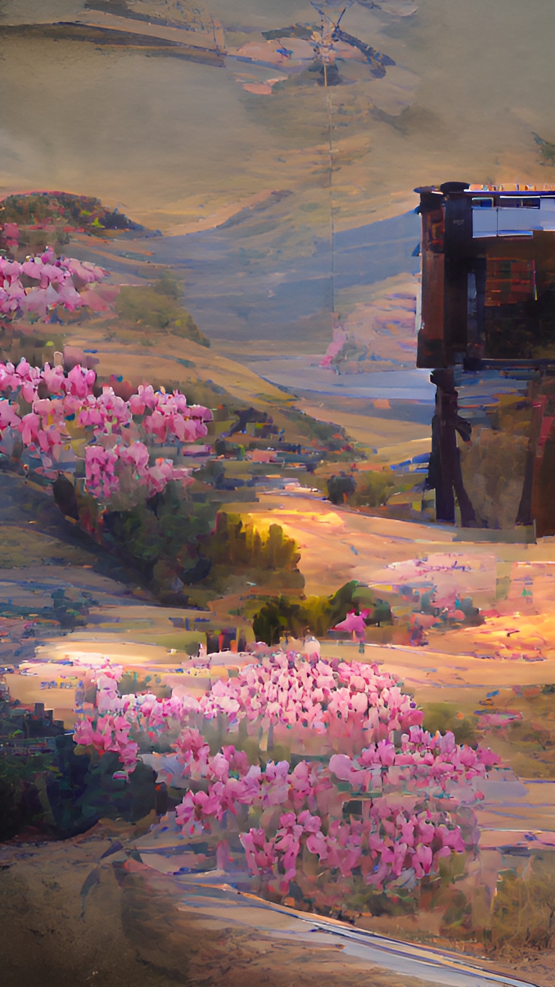 spring flowers across the hills at golden hour preview