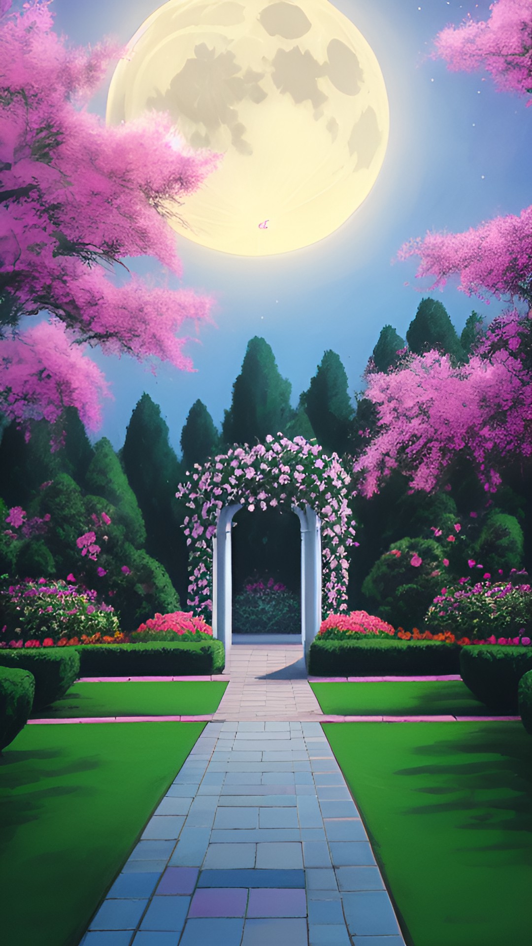 rose garden in moon preview