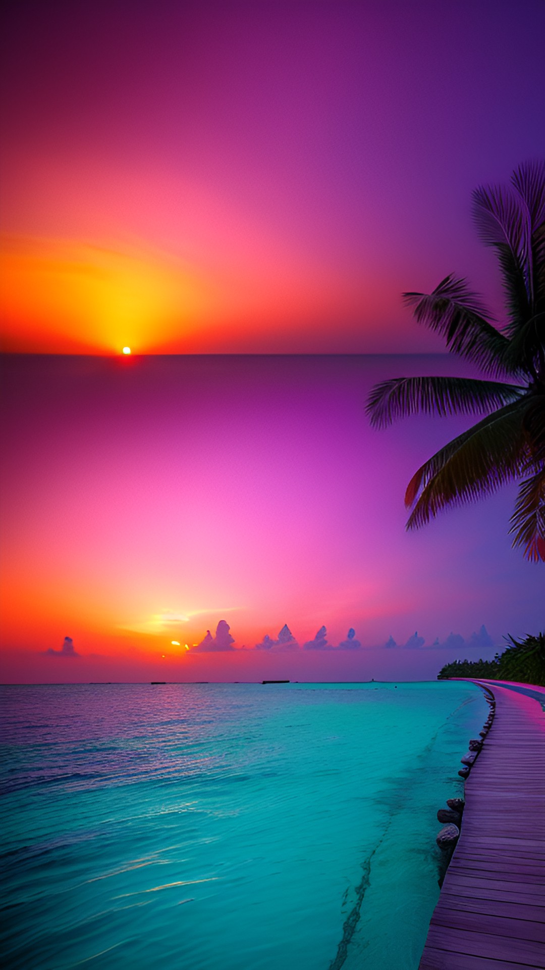 Sunset in Maldives - pink sunset in maldives preview