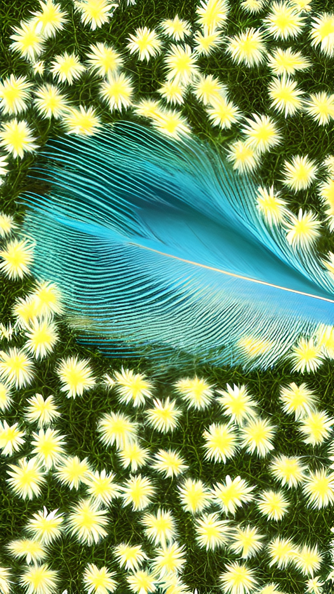 a bird feather made from hundreds of tiny daisies preview