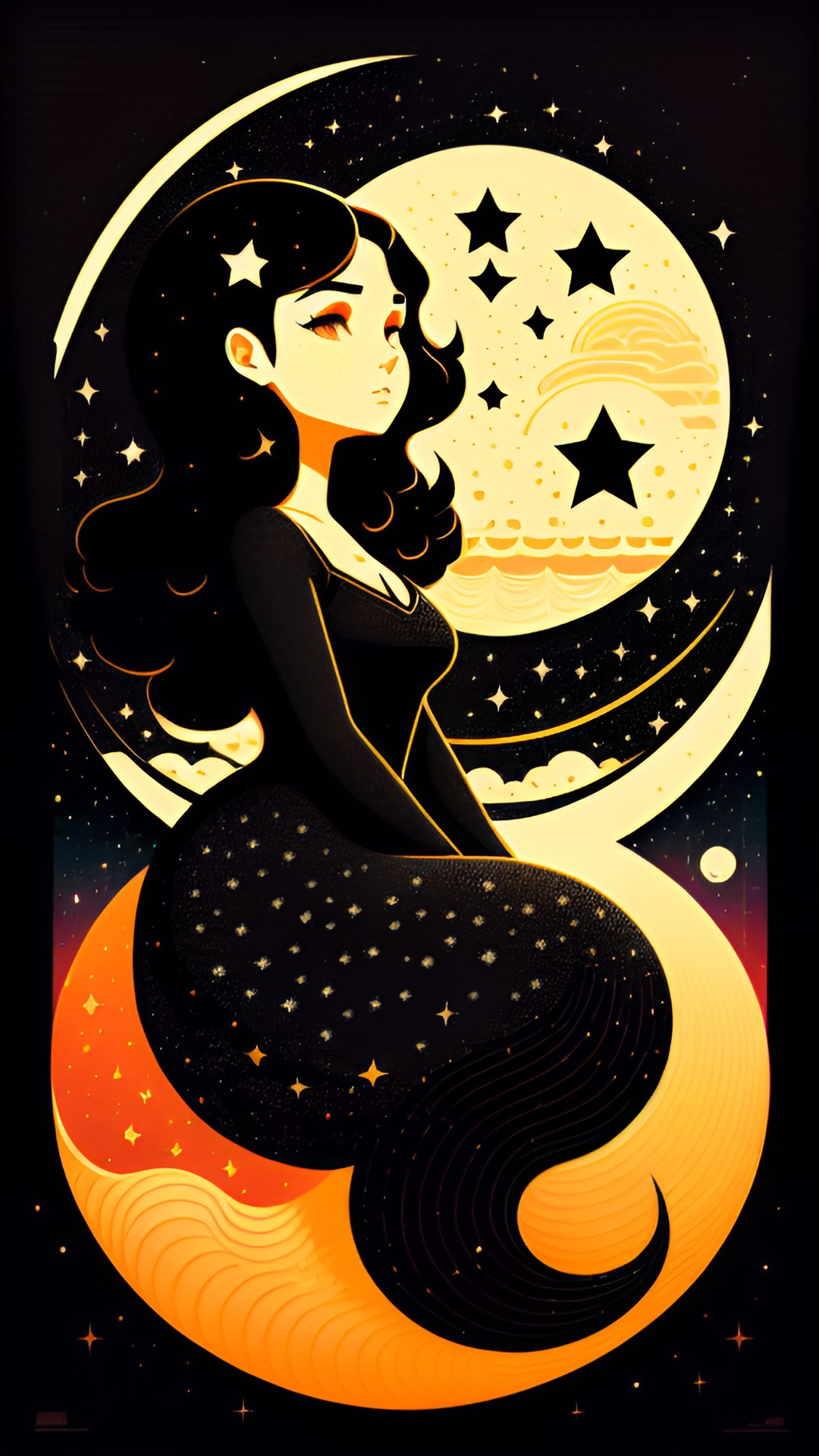 black haired mermaid trying to reach the star preview