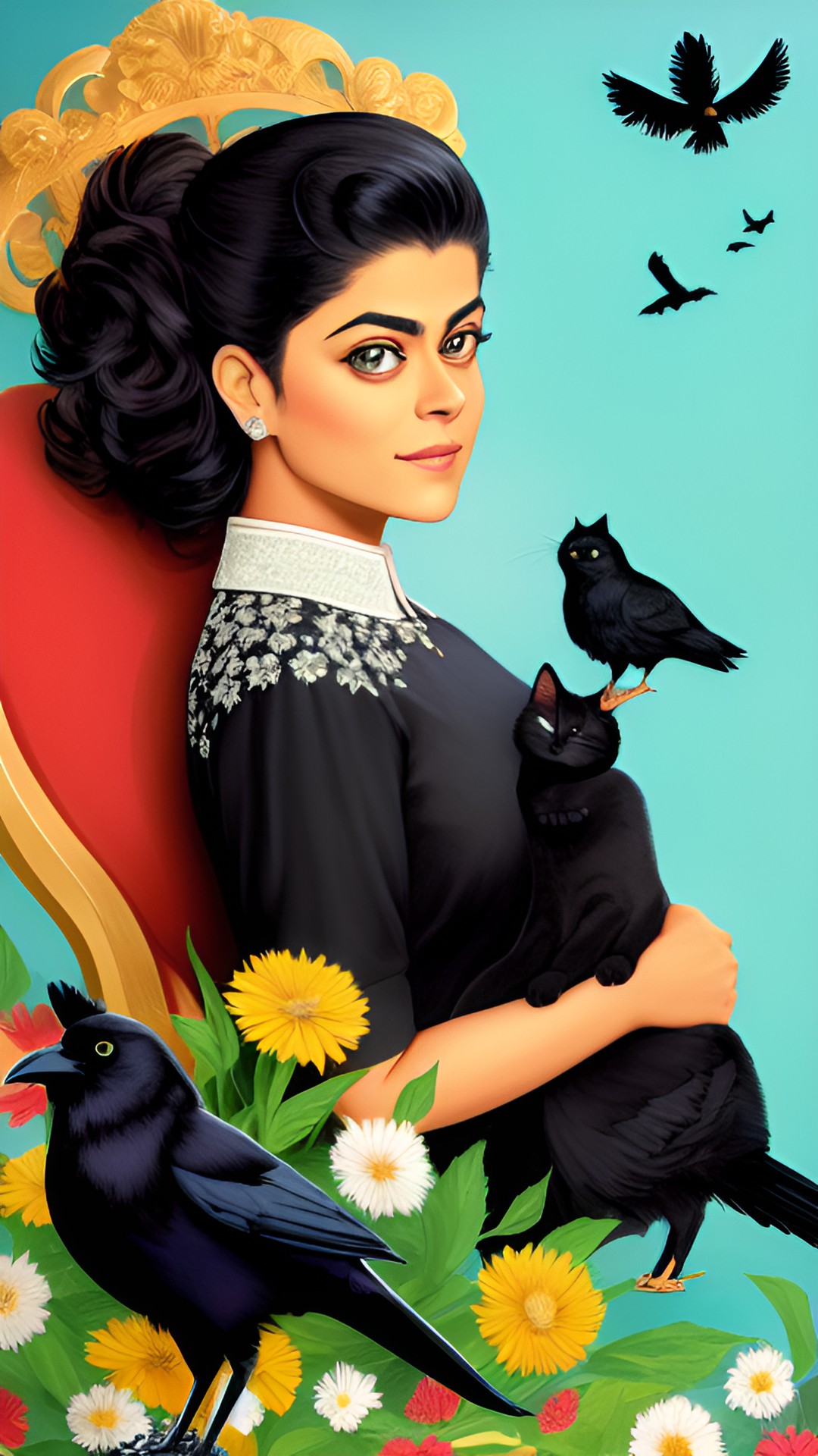 kajol , cat , crow , chair ,hair flower preview