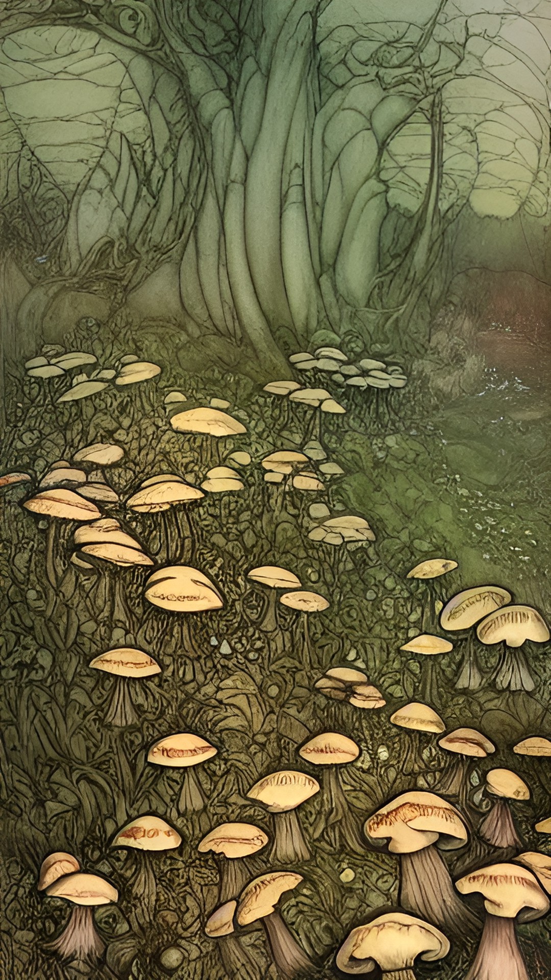 arthur rackham style fairies mushrooms preview