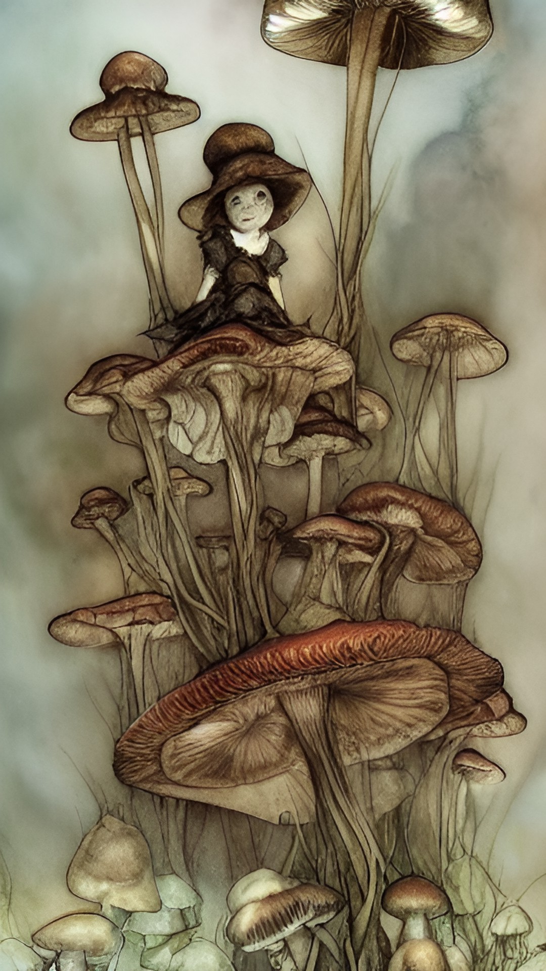 arthur rackham style fairies mushrooms preview