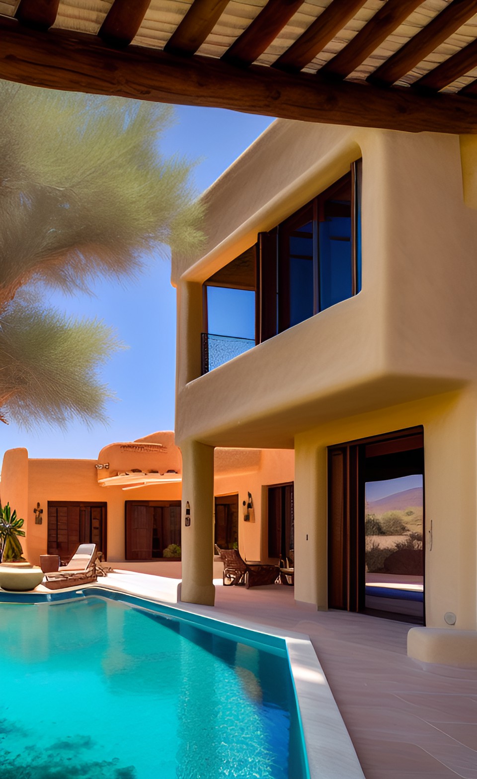 a boho villa in the desert with a panoramic view preview