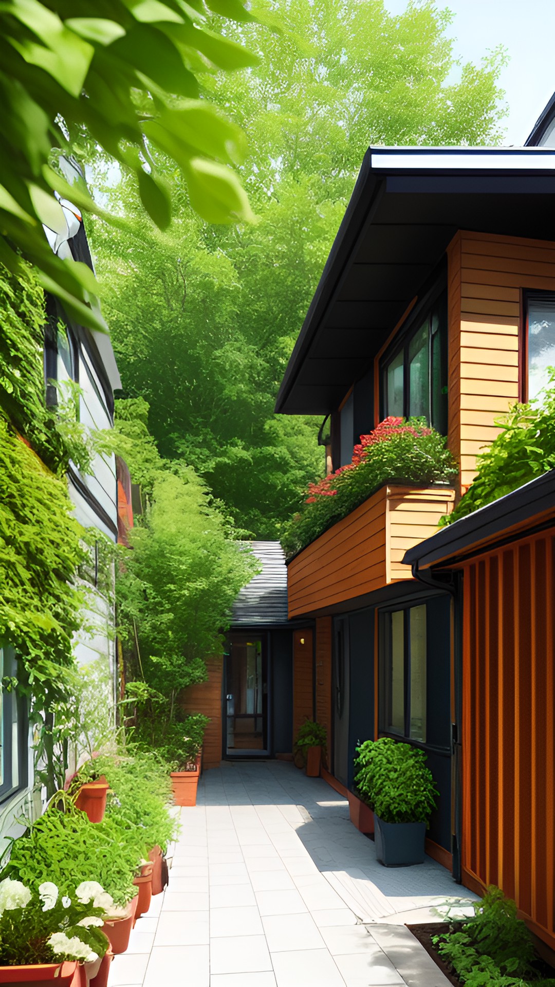 walkable green eco-friendly modern sparsely populated city cottages preview