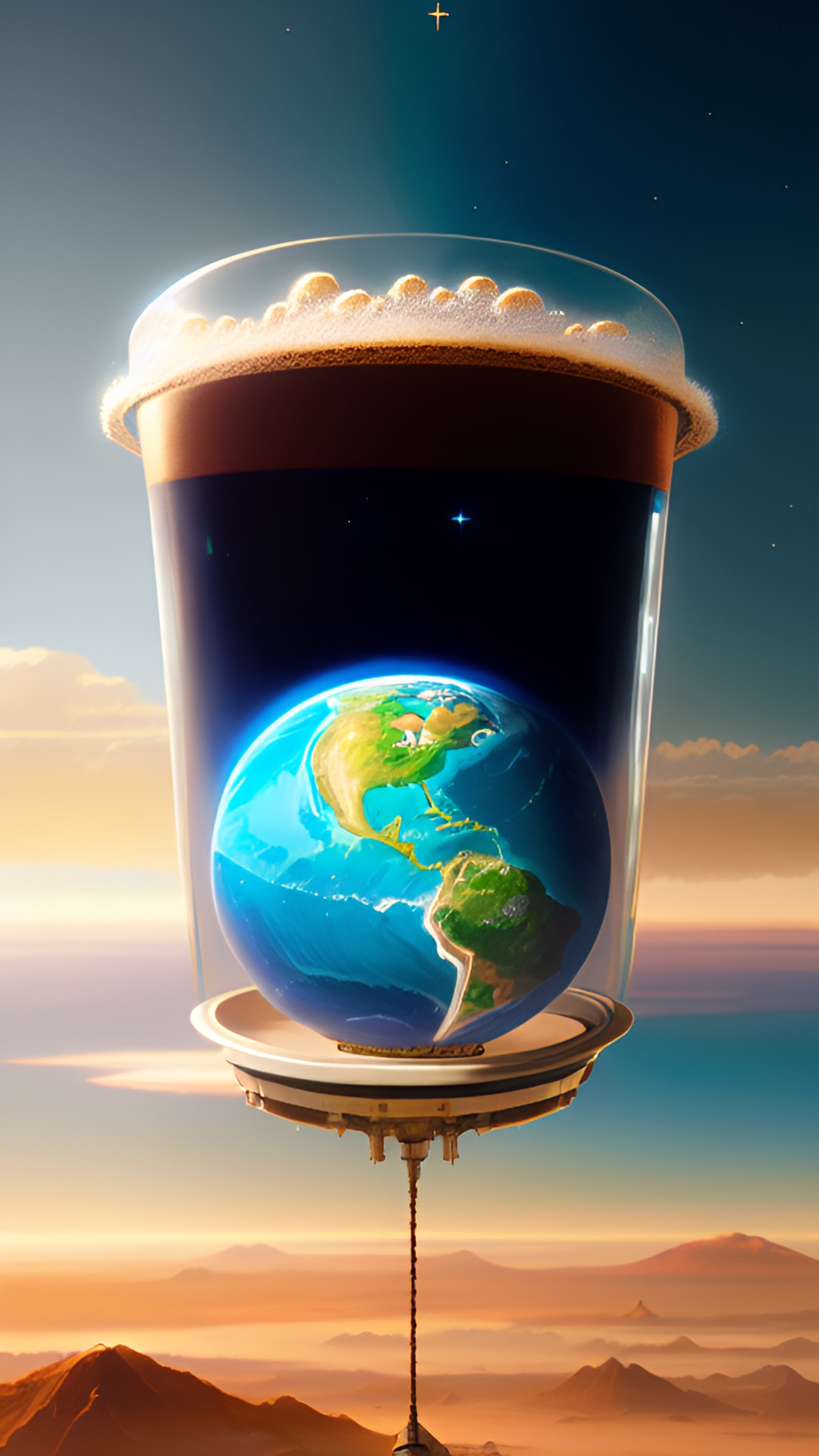 Bottom of the Brew - the earth as a cup of coffee holding liquid space preview