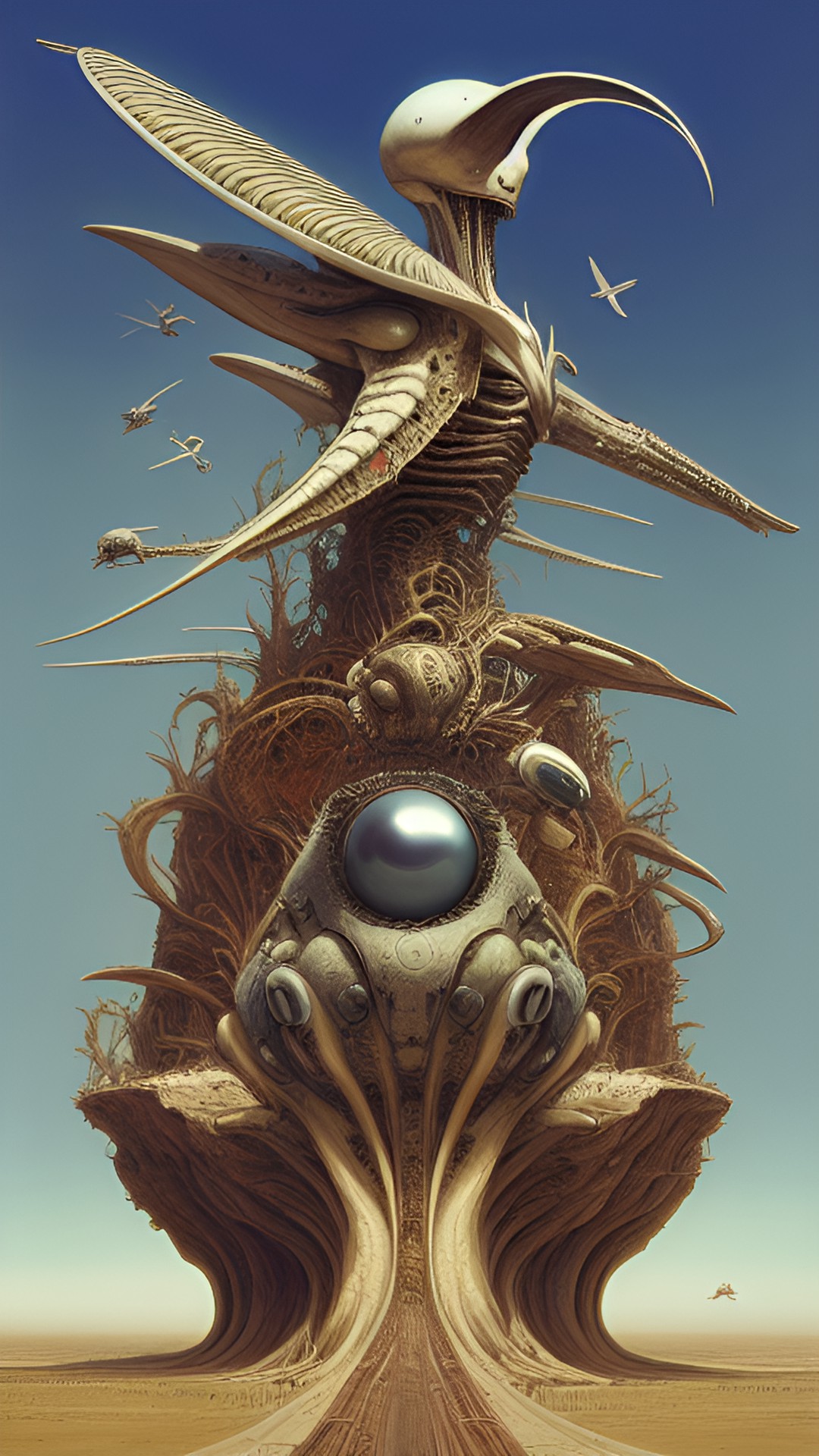 panorama, bird exploxion, oniric alien, artwork by h.r. giger & peter gric &roger dean & jean -baptiste monge & bernard frize, adorned pearls and jewels, cinematic composition $signature, watermark$ preview