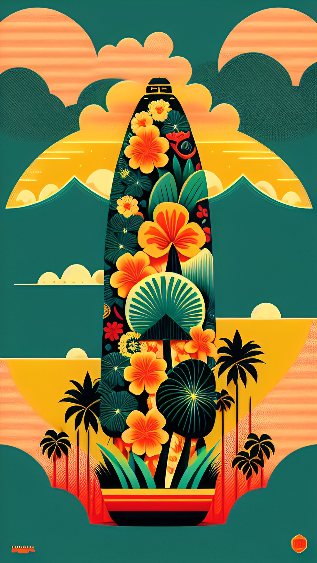 hawaiian tiki repeating pattern preview