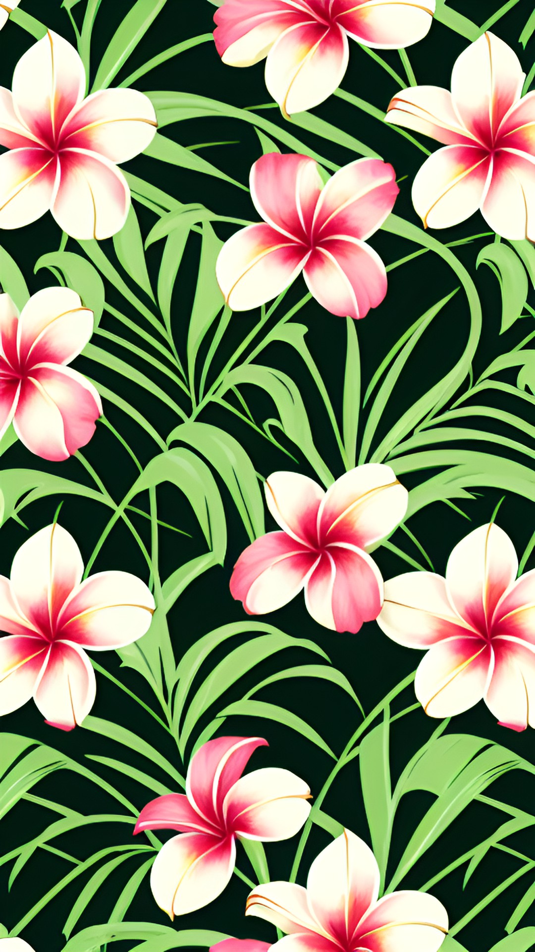 retro hawaiian plumeria and hibiscus repeat pattern preview