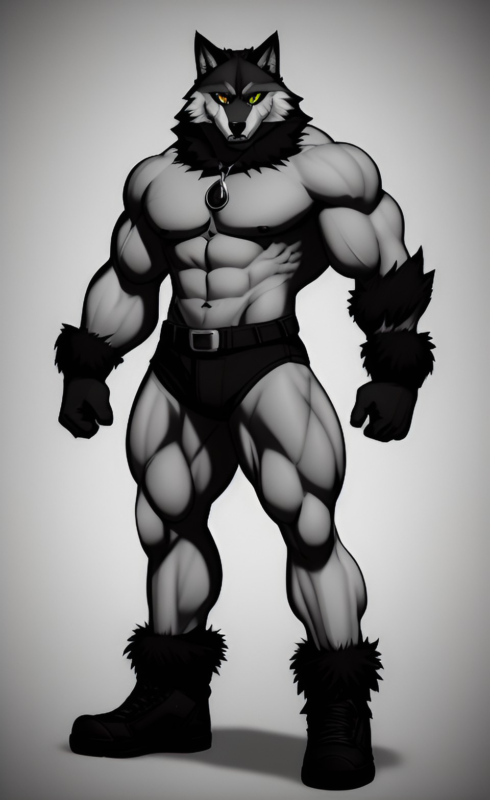 uploaded on e621 furry art anthro muscle wolf preview