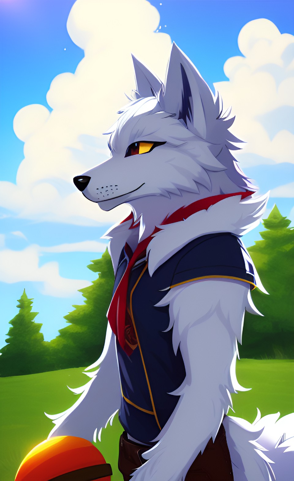 uploaded on e621 furry art anthro wolf summer preview