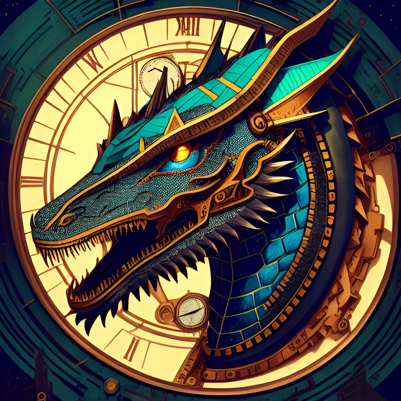 mechanical dragon. steampunk. portrait. preview