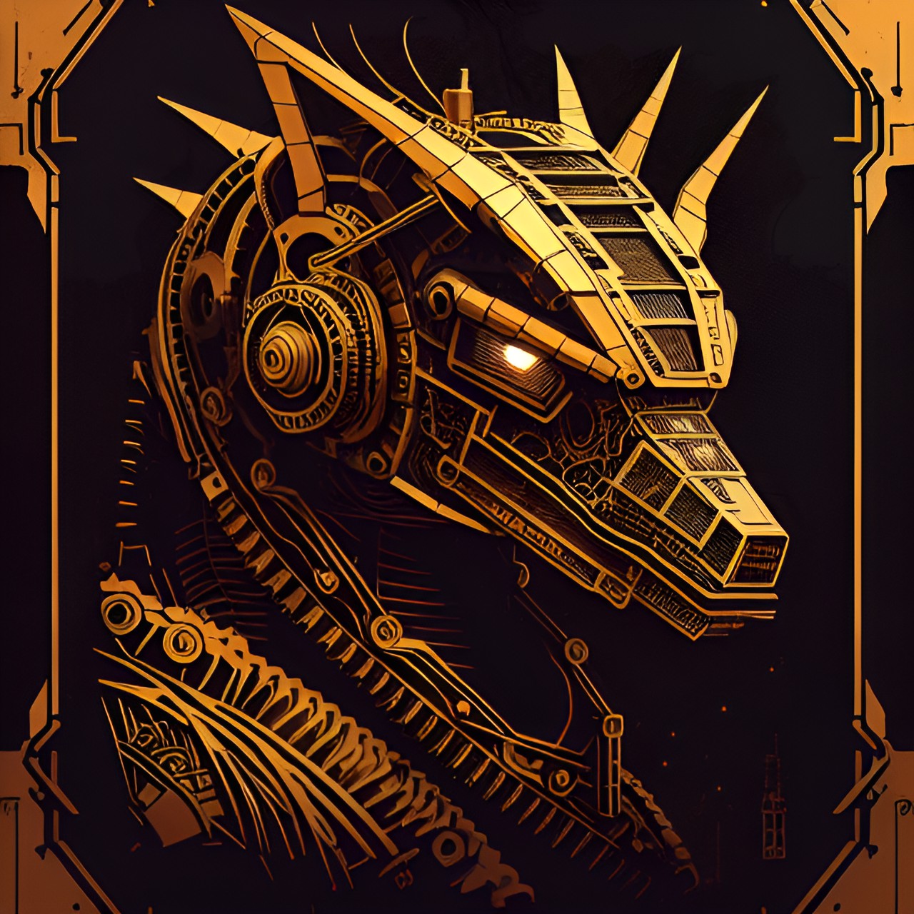 dragon-robot. many gears. portrait. steampunk. preview