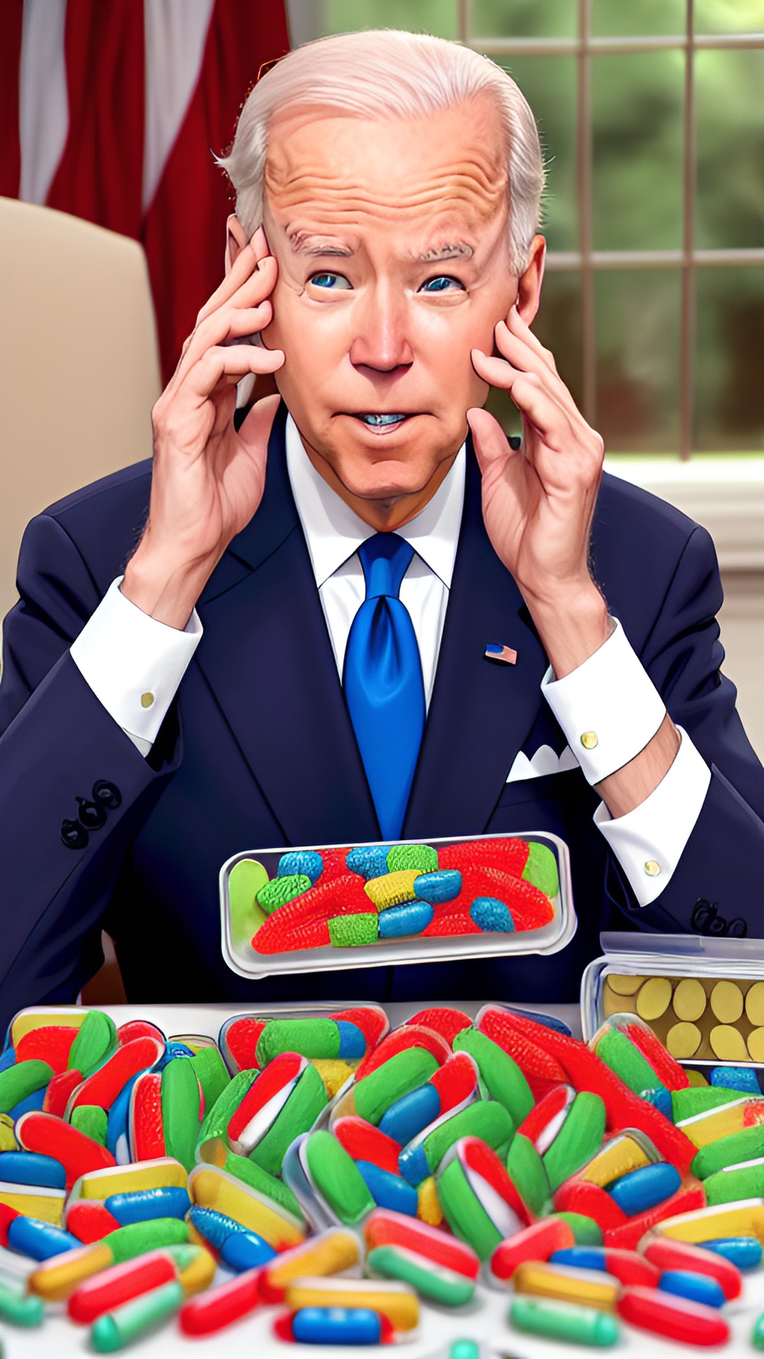 president biden eating pills, a lot of pills, куча таблеток, горы таблеток, президент сша джо байден лицо, ест таблетки preview