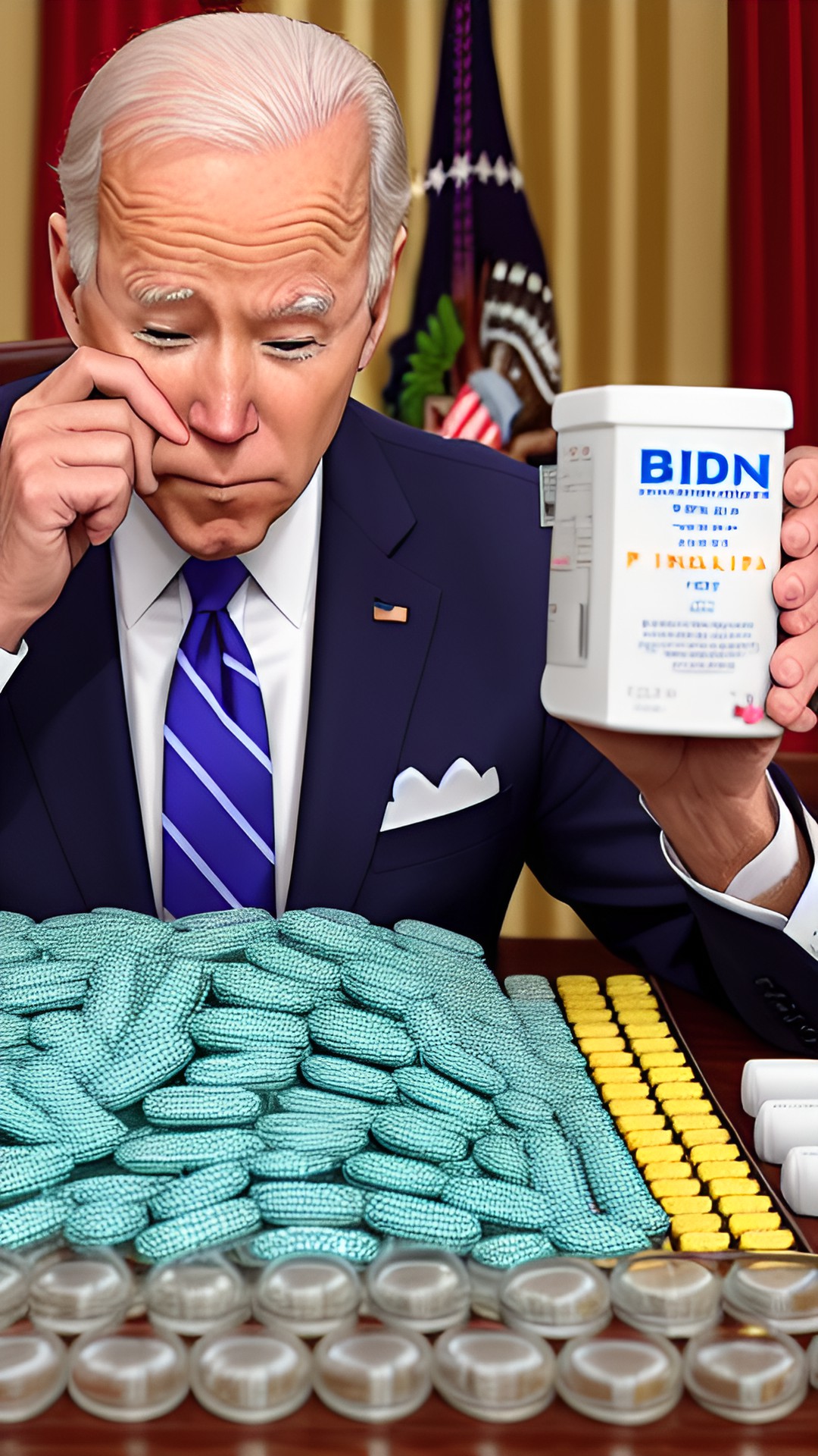 president biden eating pills, a lot of pills, куча таблеток, горы таблеток, президент сша джо байден лицо, ест таблетки preview