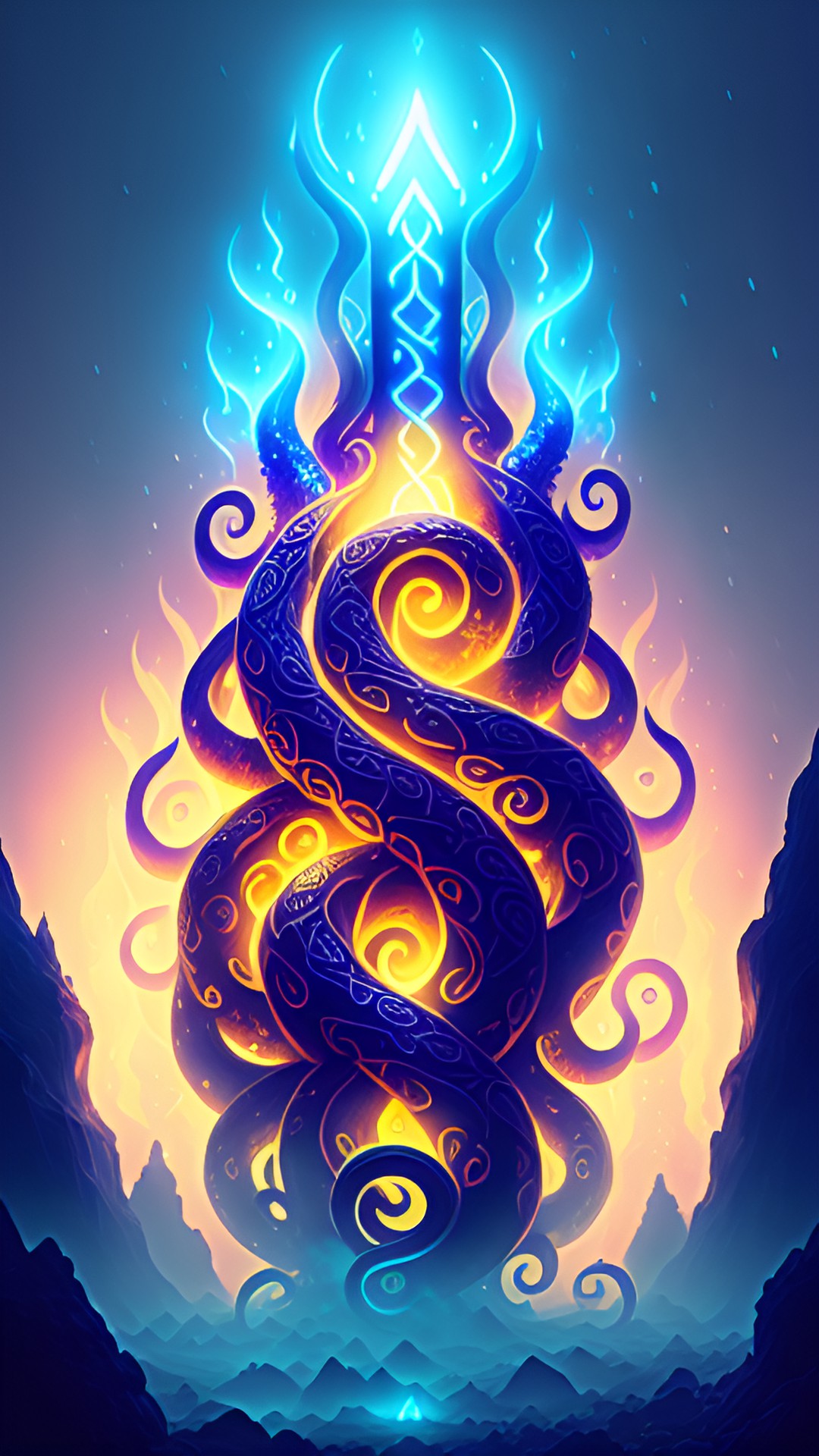 tentacles with glowing runes. mist. backlight. fantasy. preview