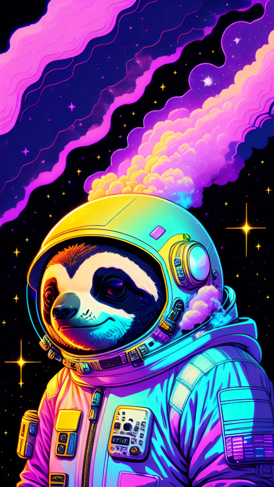 spacesloth - a sloth in a space suit smoking a joint in space preview